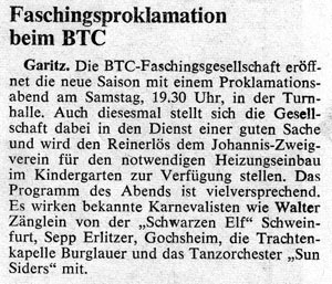 Faschingsproklamation beim BTC