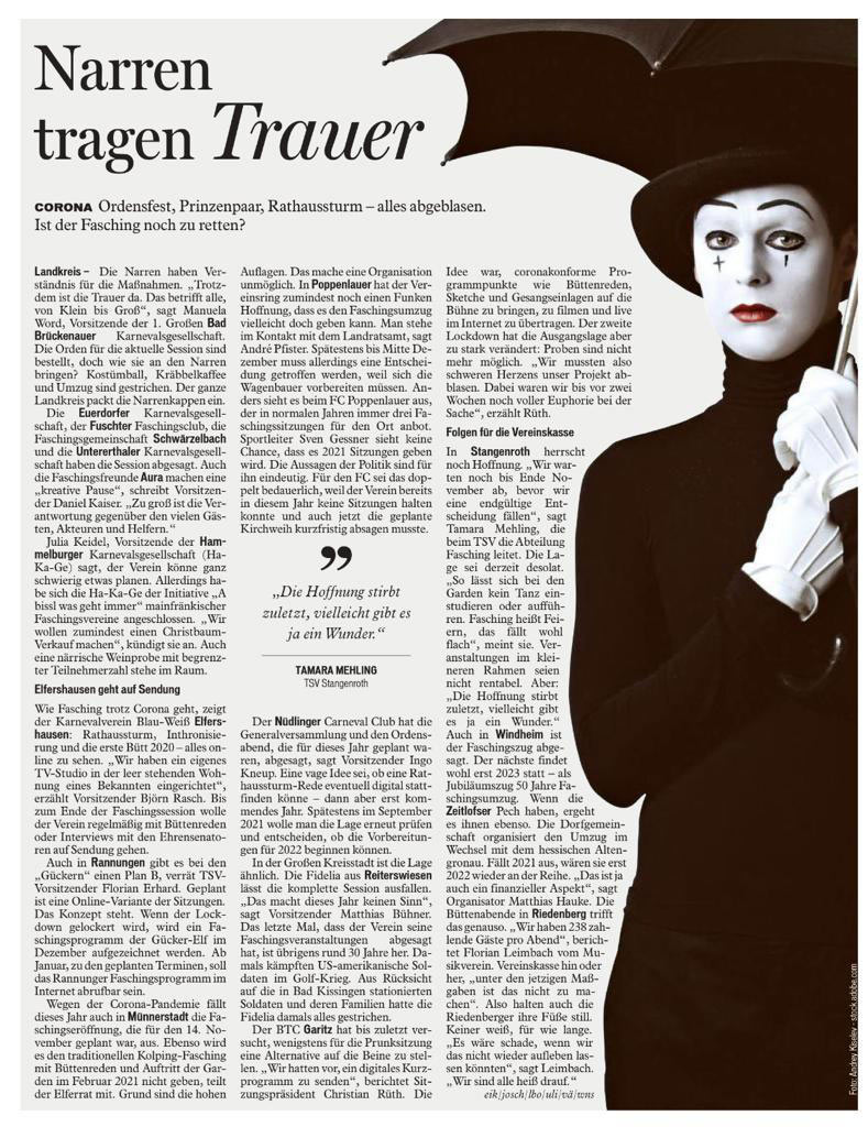 Narren tragen Trauer