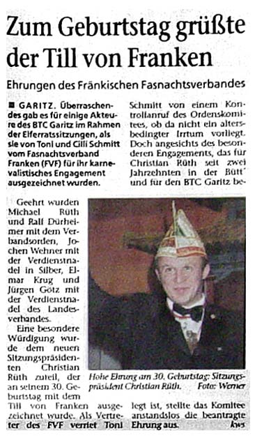 Zum Geburtstag grüßte der Till von Franken