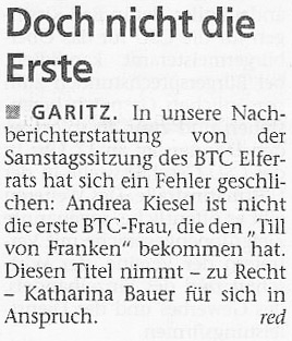 Doch nicht die Erste
