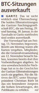 BTC-Sitzungen ausverkauft