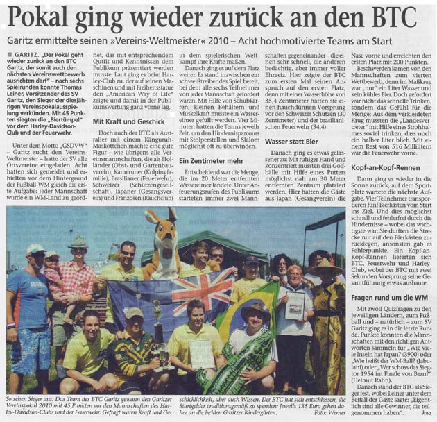 Pokal ging wieder zurück an BTC