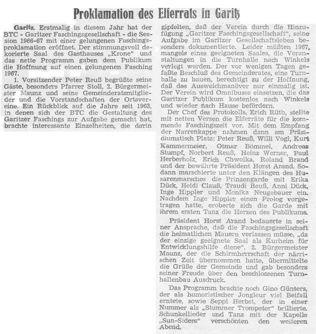 Proklamation des Elferrats in Garitz