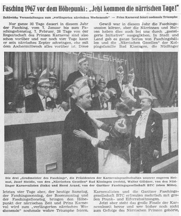 Fasching 1967 vor dem Höhepunkt