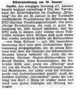 Elferratssitzung am 30.Januar