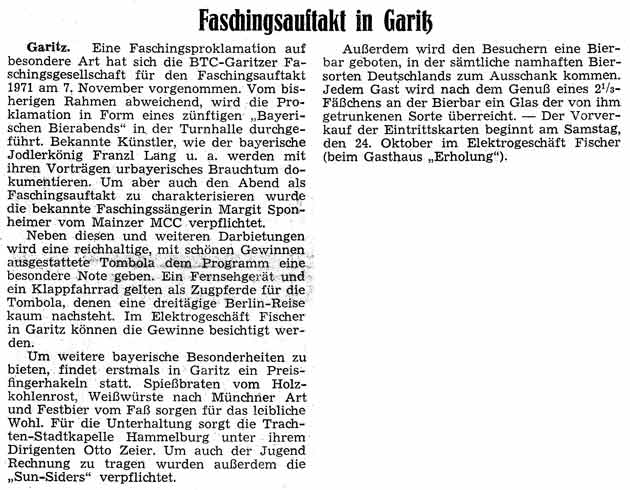 Faschingsauftakt in Garitz