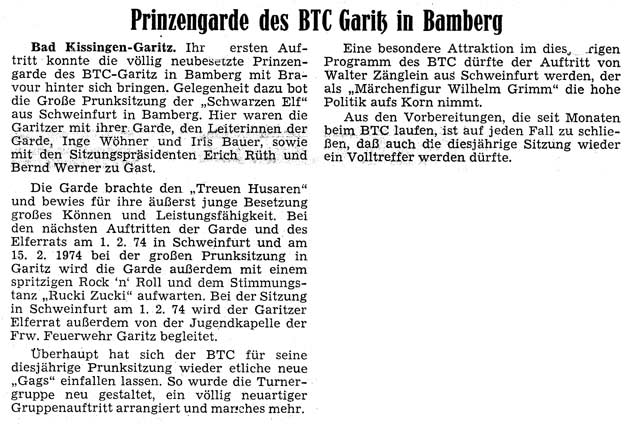 Prinzengarde des BTC Garitz in Bamberg