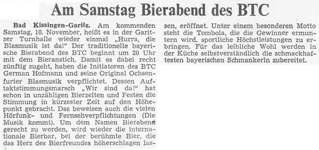  Am Samstag Bierabend des BTC