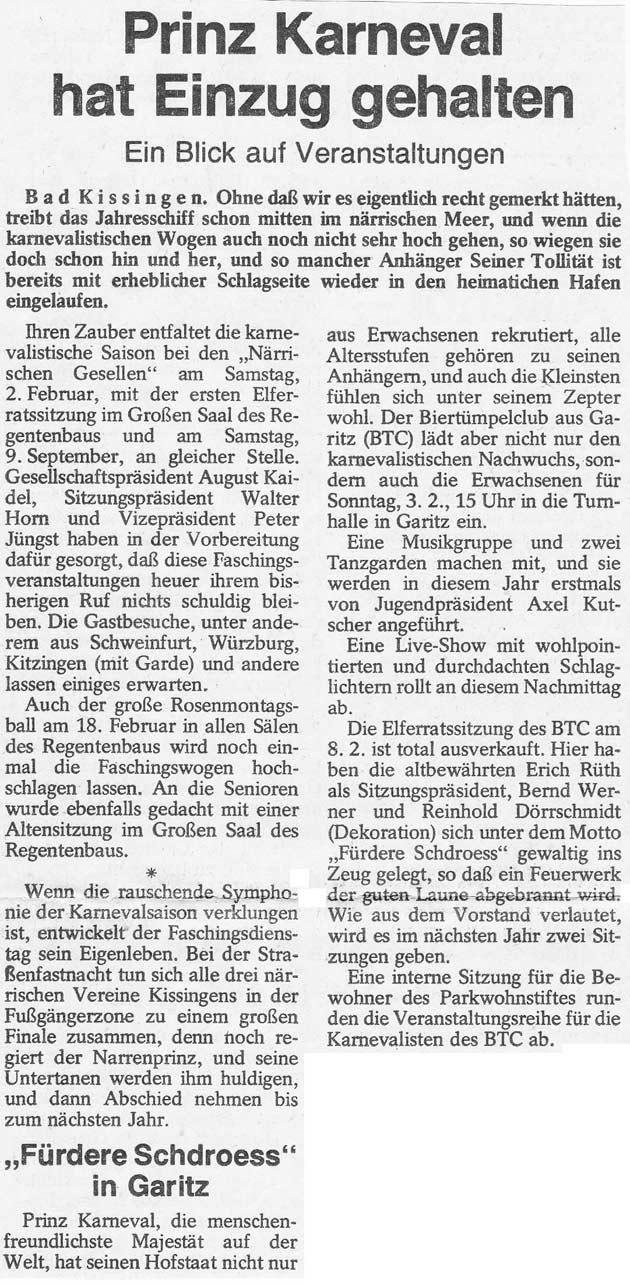 Prinz Karneval hat Einzug gehalten