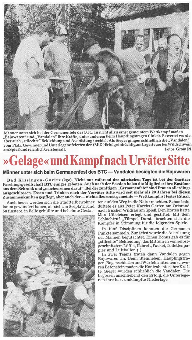Gelage und Kampf nach Urväter Sitte