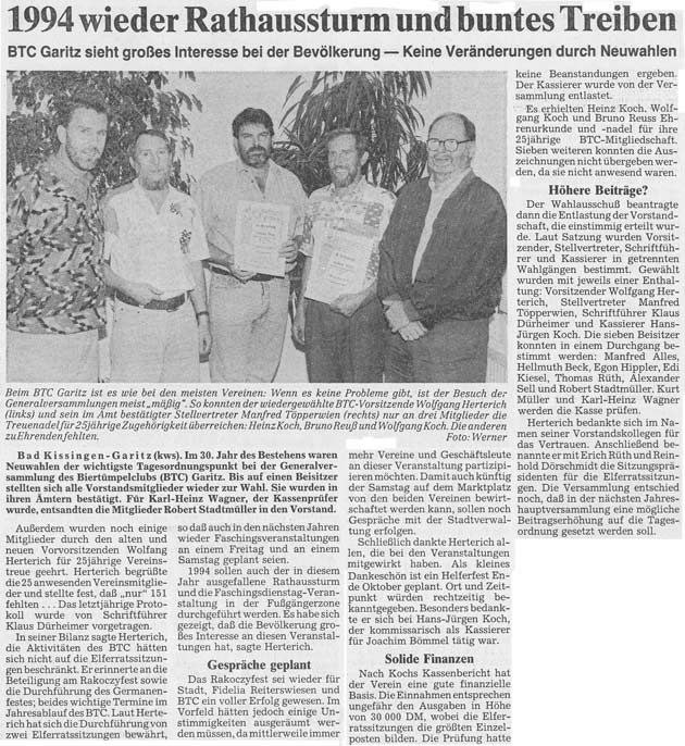  In 1994 wieder Rathaussturm