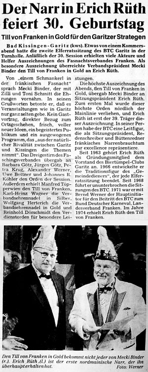 Der Narr in Erich Rüth feiert 30. Geburtstag